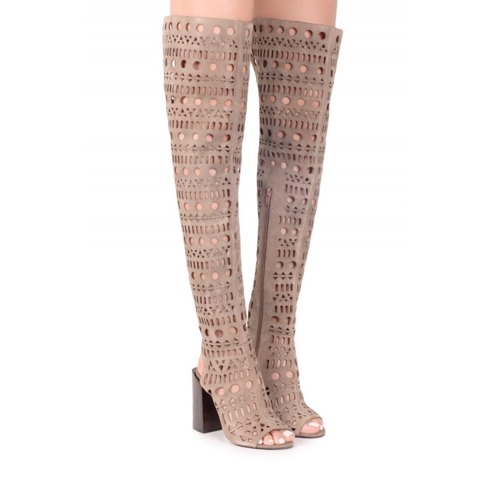 Thigh High Suede Bootie Heels